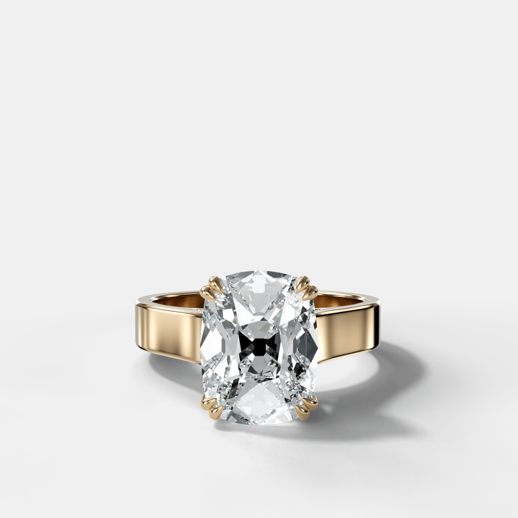 Finest Cathedral Engagement Ring with Old Mine Cut Diamond
