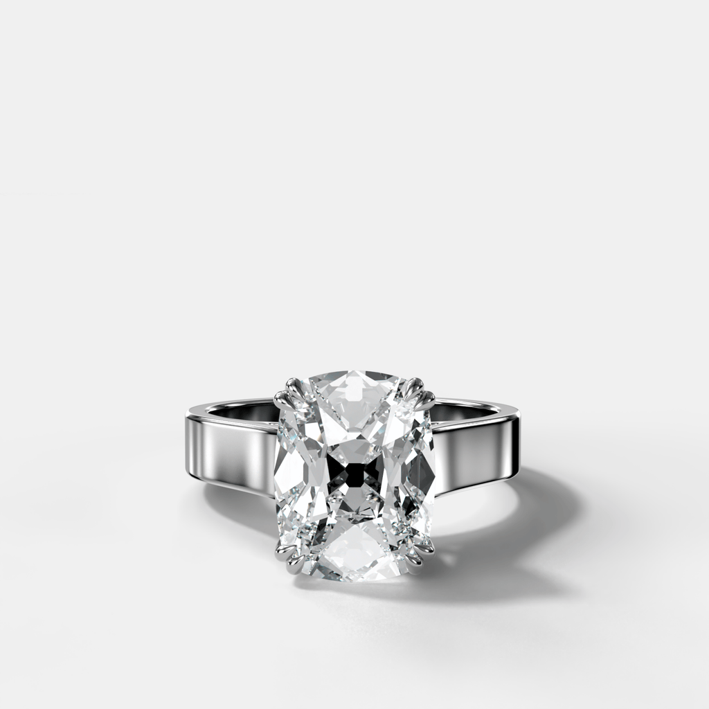 Finest Cathedral Engagement Ring with Old Mine Cut Diamond