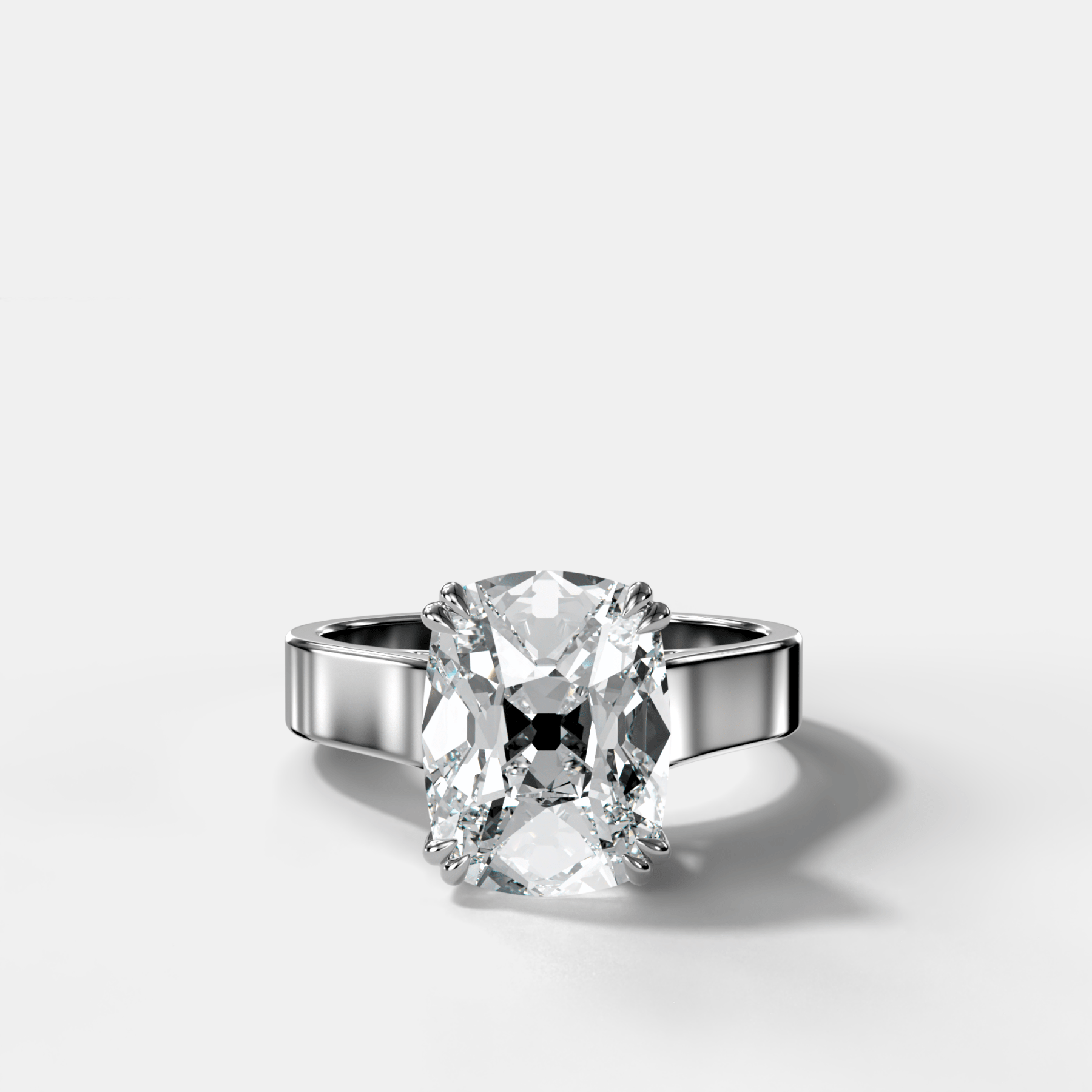Finest Cathedral Engagement Ring with Old Mine Cut Diamond