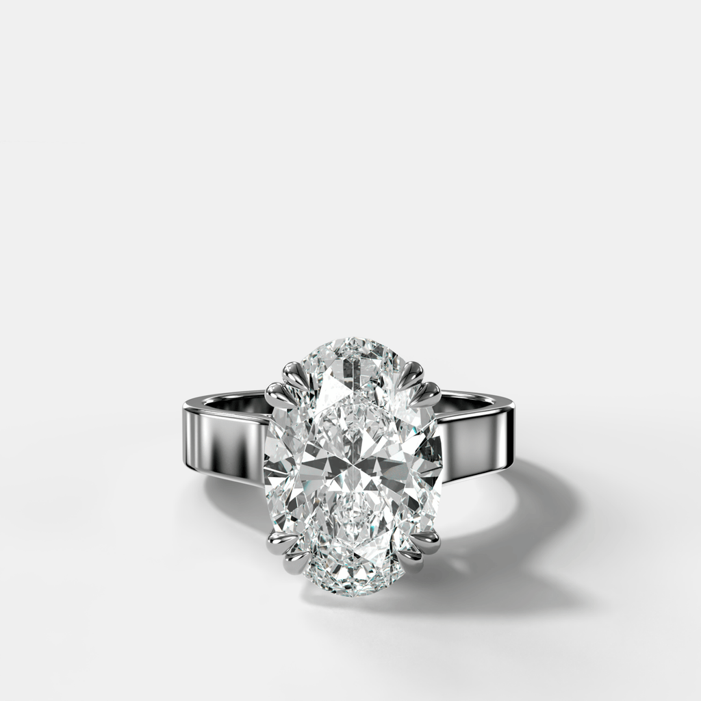 Finest Cathedral Engagement Ring with Oval Cut Diamond