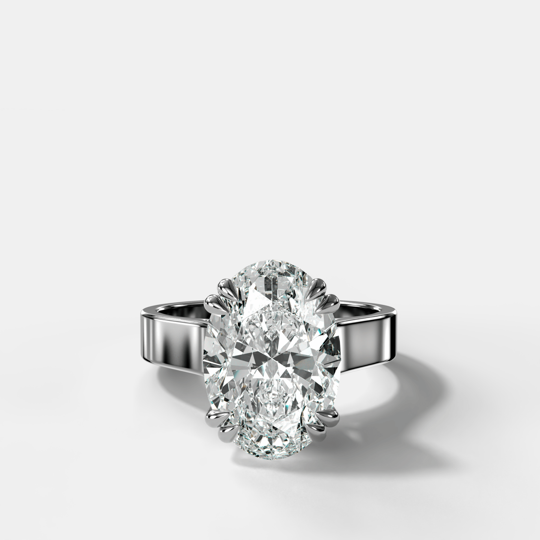 Finest Cathedral Engagement Ring with Oval Cut Diamond