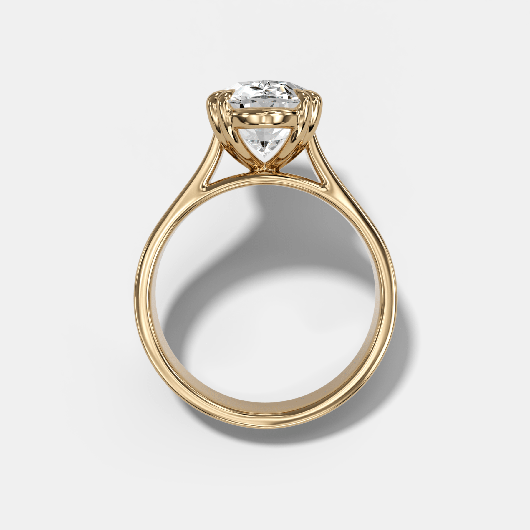 Finest Cathedral Engagement Ring with Oval Cut Diamond