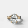 Finest Cathedral Engagement Ring with Oval Cut Diamond
