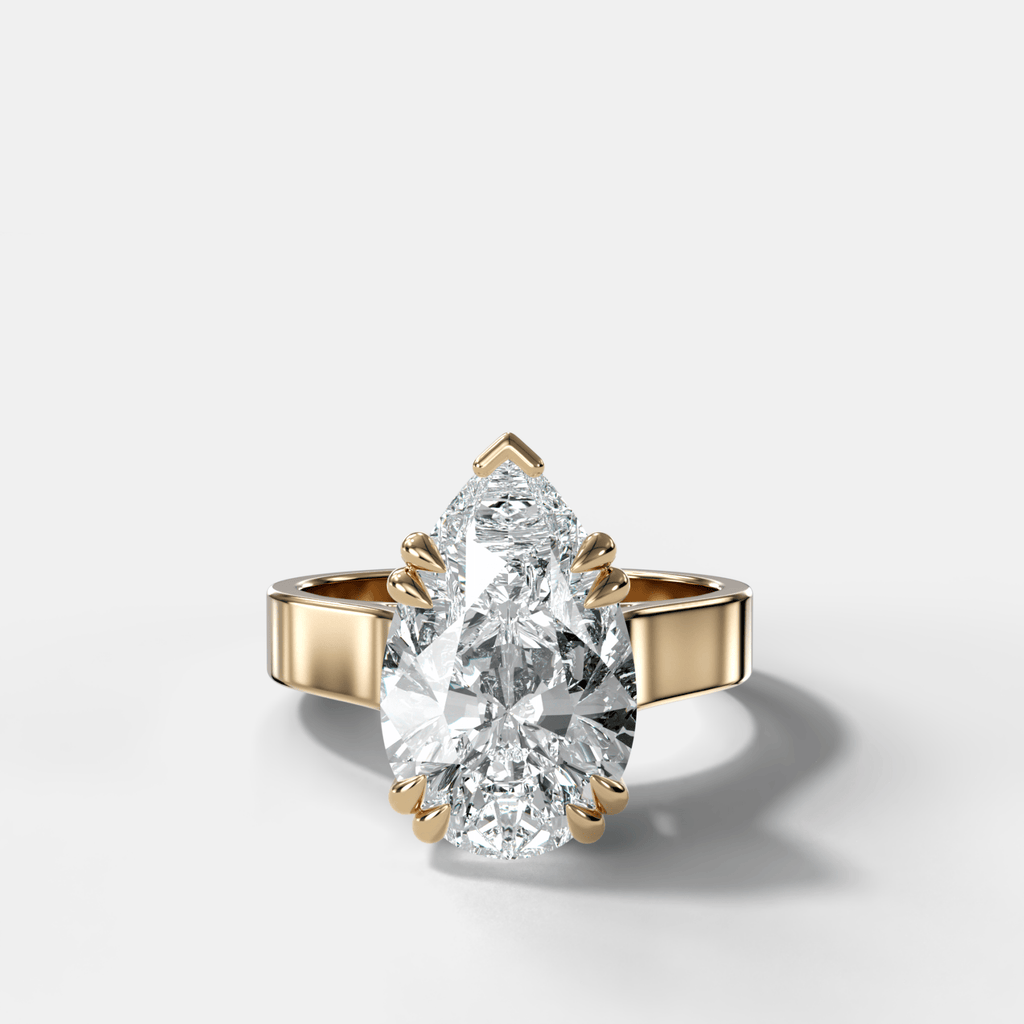 Finest Cathedral Engagement Ring with Pear Cut Diamond
