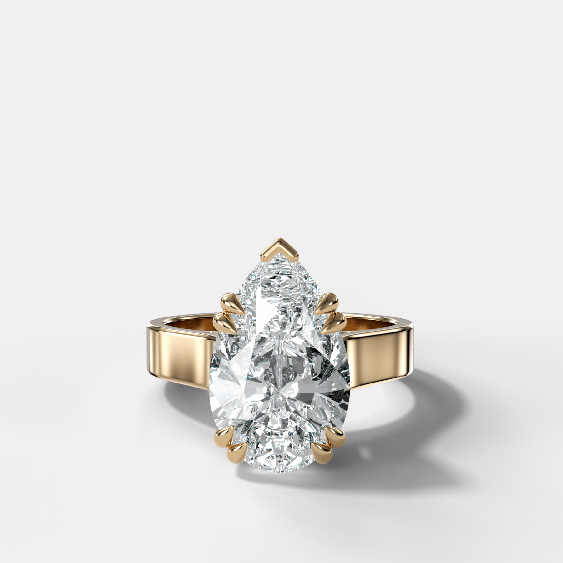 Finest Cathedral Engagement Ring with Pear Cut Diamond