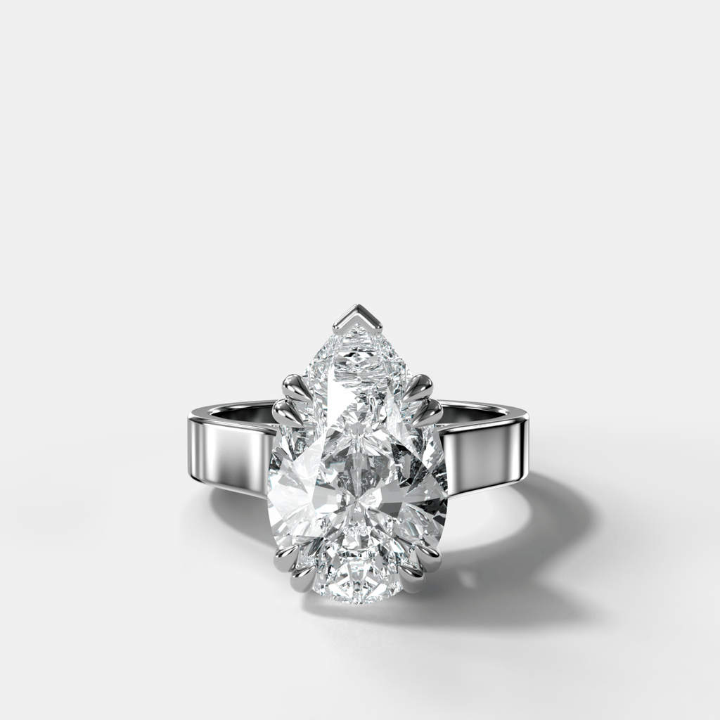 Finest Cathedral Engagement Ring with Pear Cut Diamond