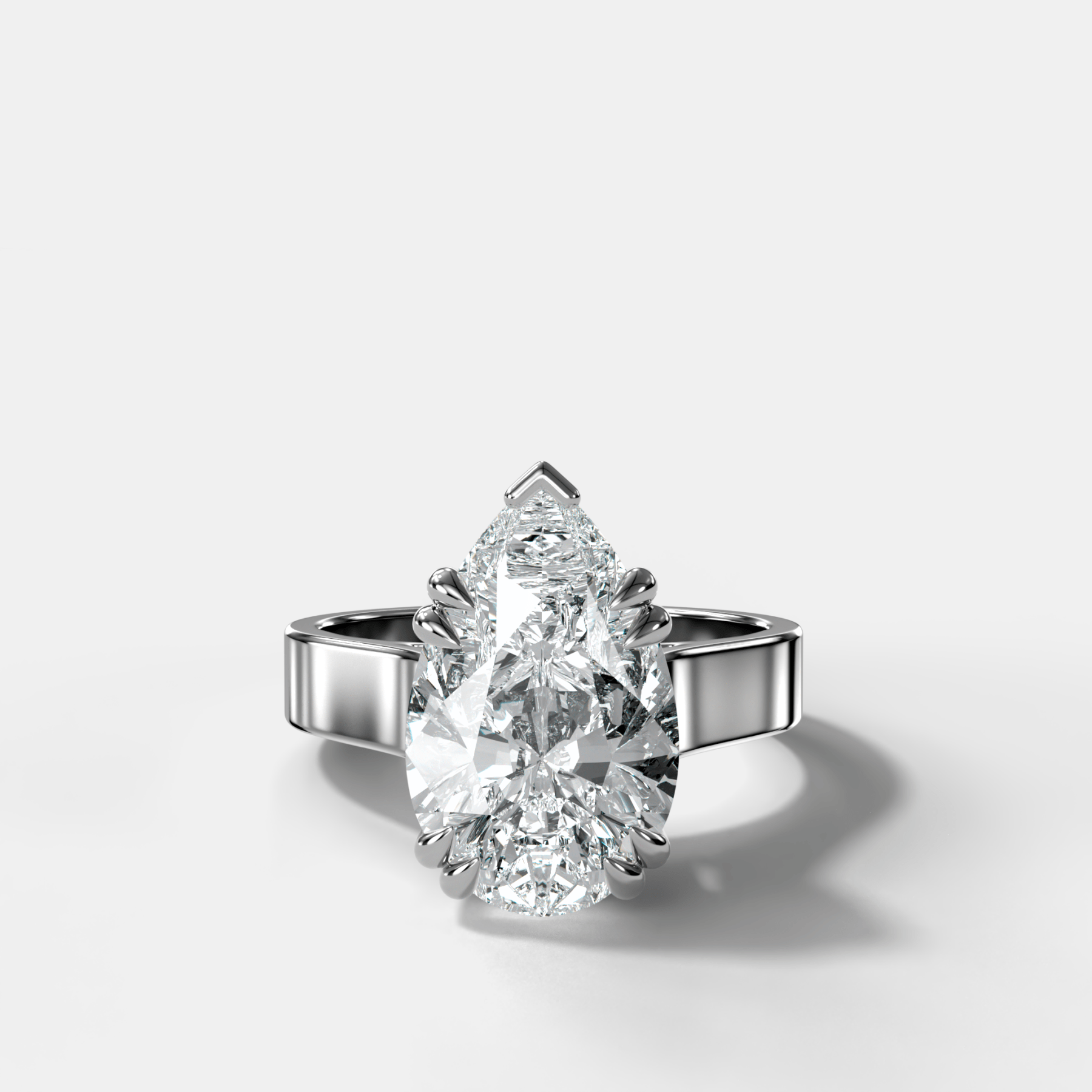 Finest Cathedral Engagement Ring with Pear Cut Diamond