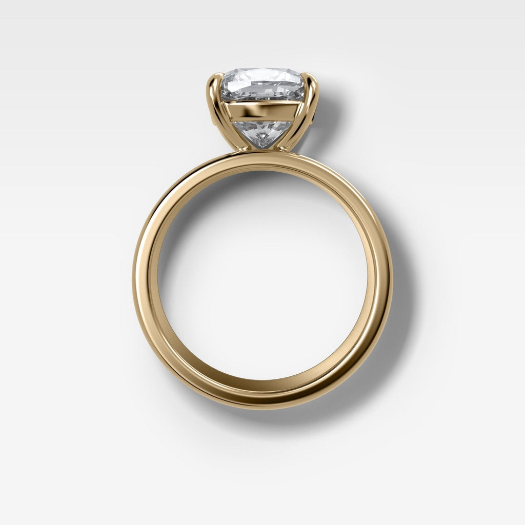 Finest Cigar Band Engagement Ring with Cushion Cut Diamond