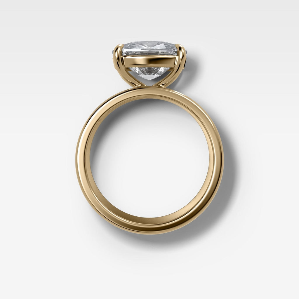 Finest Cigar Band Engagement Ring with East West Elongated Cushion Cut Diamond