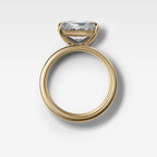 Finest Cigar Band Engagement Ring with East West Elongated Radiant Cut Diamond