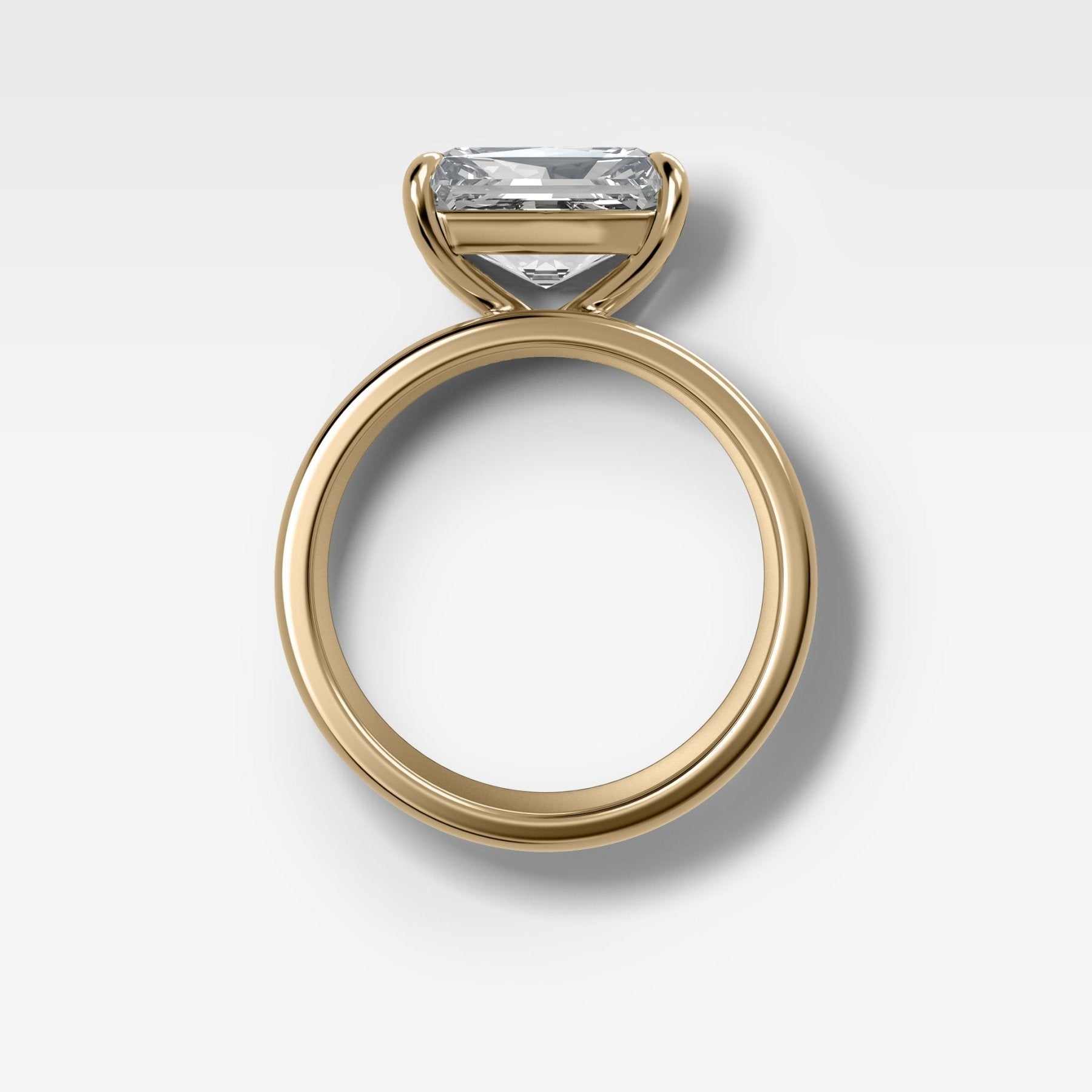 Finest Cigar Band Engagement Ring with East West Elongated Radiant Cut Diamond
