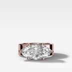 Finest Cigar Band Engagement Ring with East West Marquise Cut Diamond