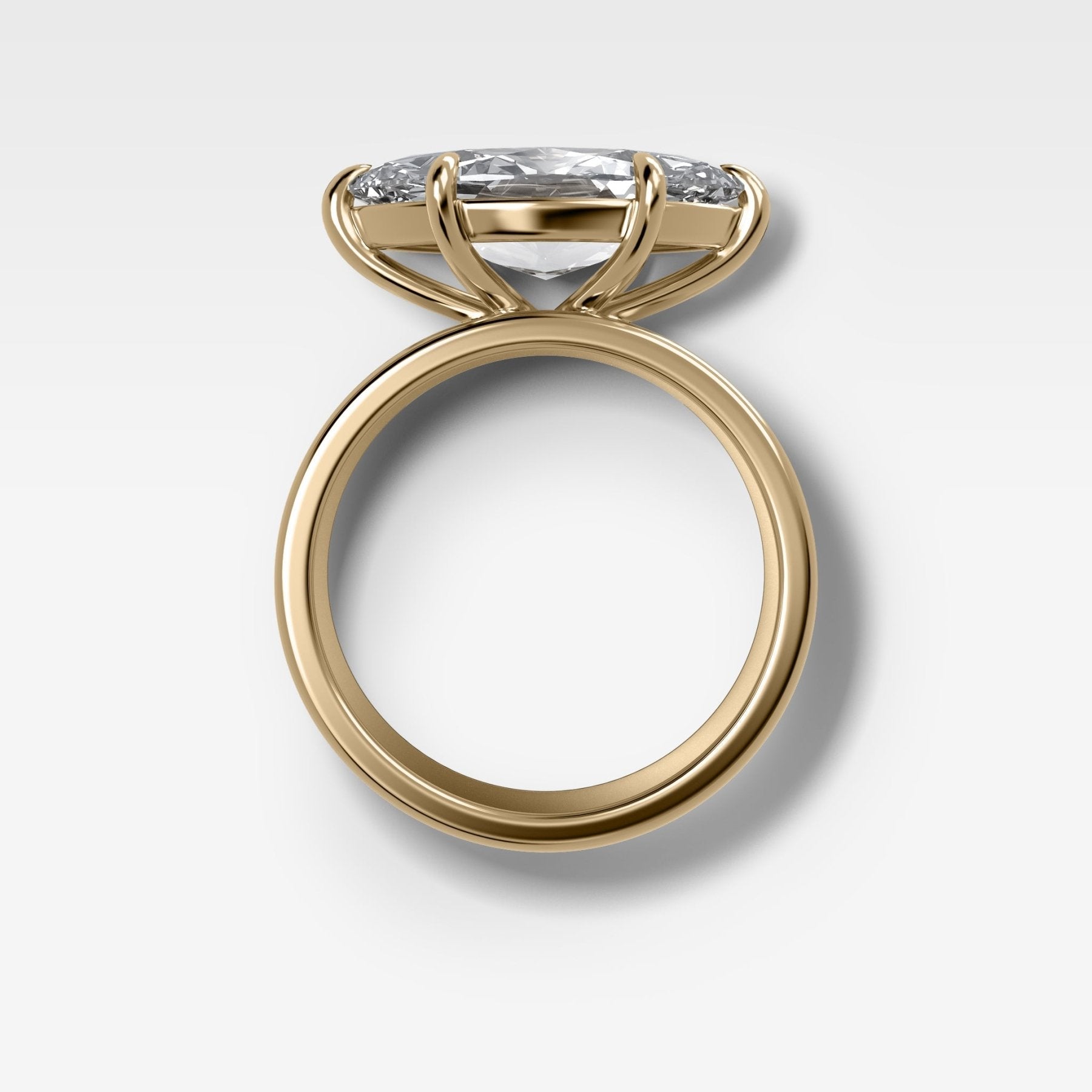 Finest Cigar Band Engagement Ring with East West Marquise Cut Diamond