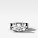 Finest Cigar Band Engagement Ring with East West Marquise Cut Diamond