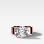 Finest Cigar Band Engagement Ring with East West Oval Cut Diamond