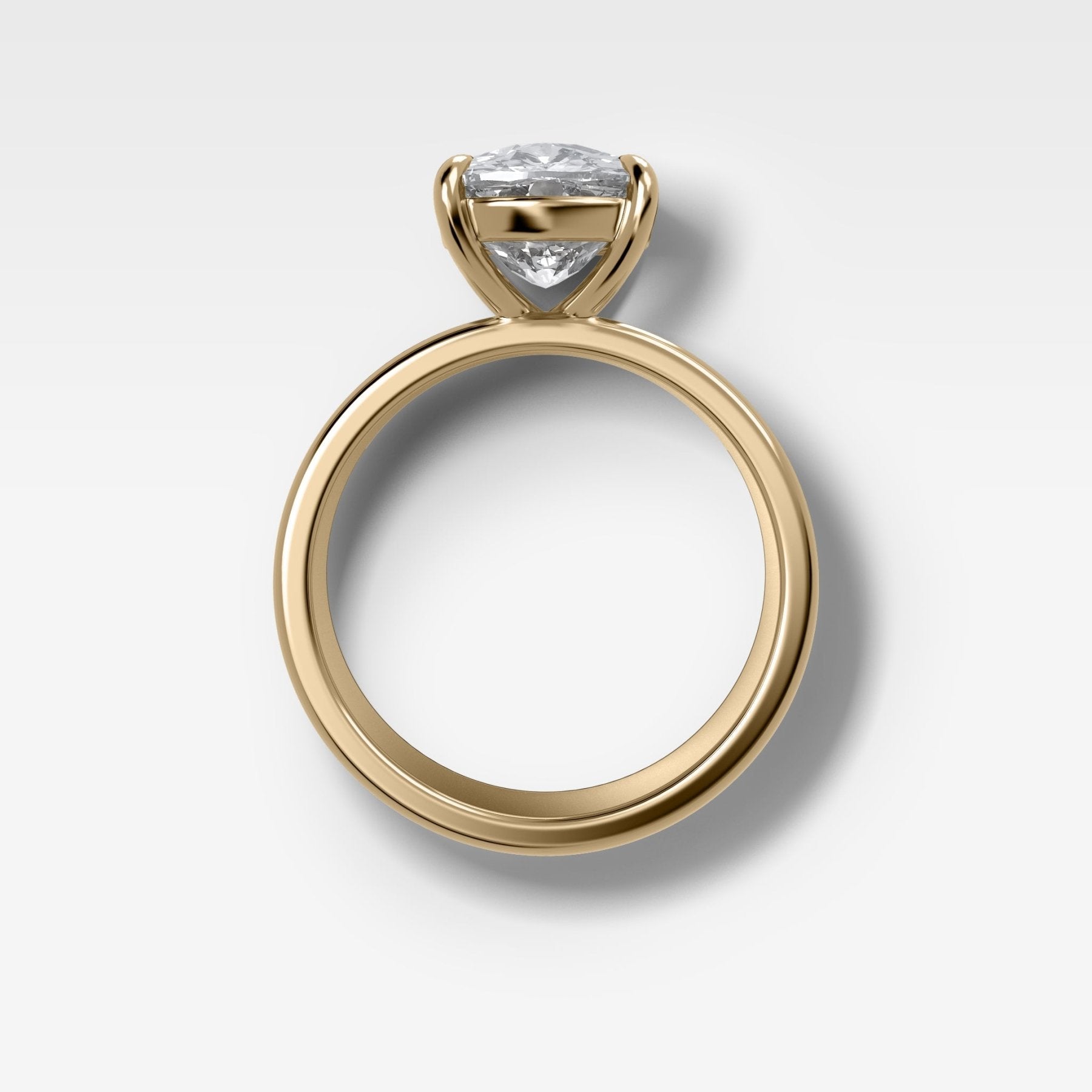 Finest Cigar Band Engagement Ring with Elongated Cushion Cut Diamond