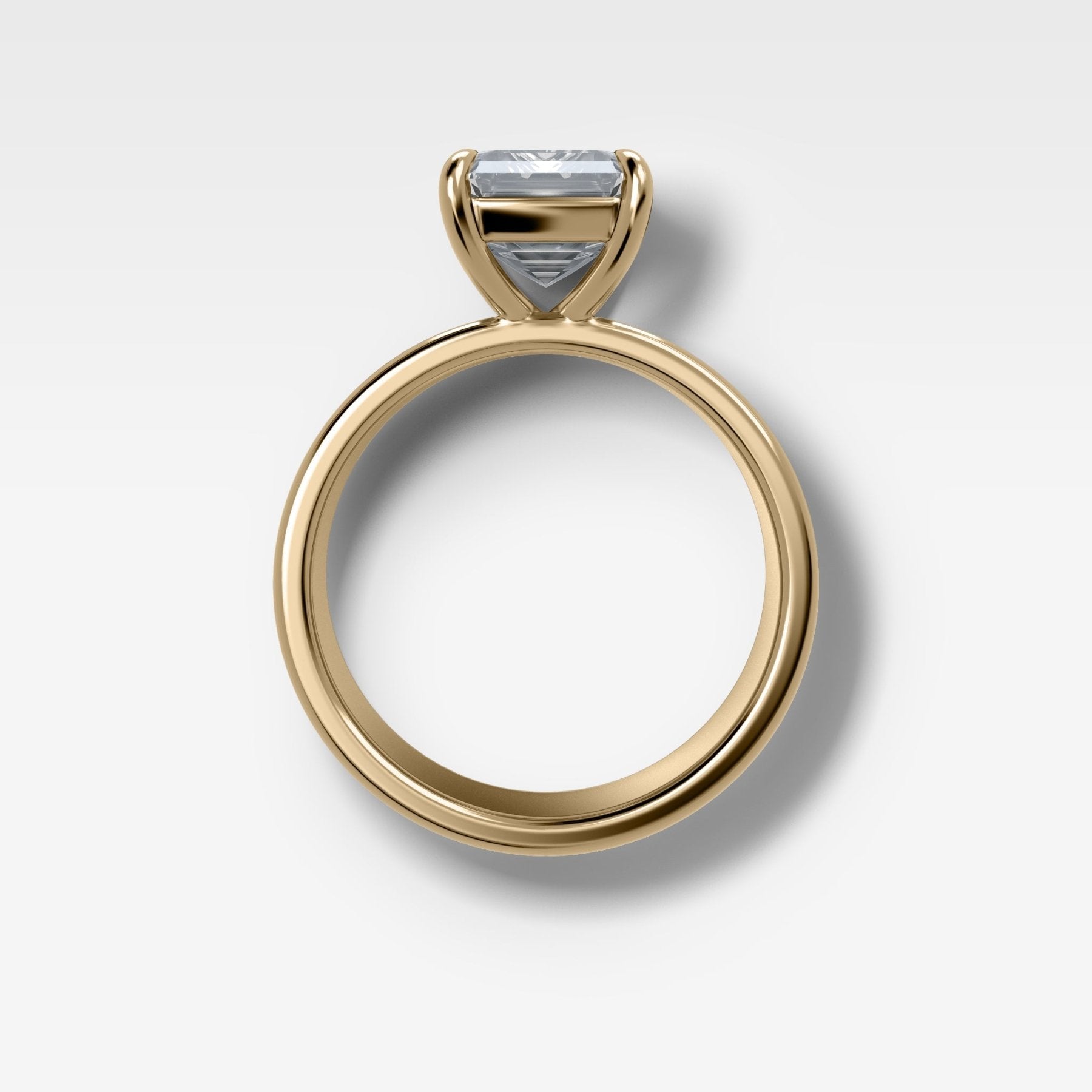Finest Cigar Band Engagement Ring with Emerald Cut Diamond