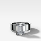 Finest Cigar Band Engagement Ring with Emerald Cut Diamond