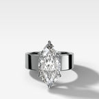 Finest Cigar Band Engagement Ring with Marquise Cut Diamond
