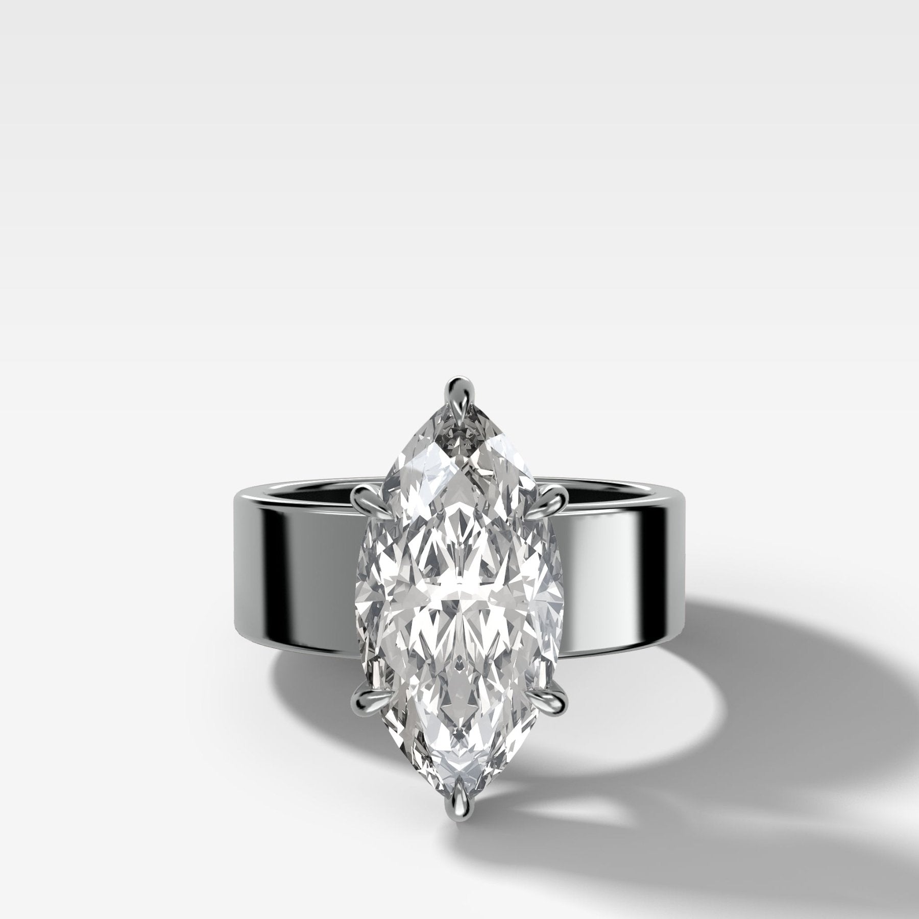 Finest Cigar Band Engagement Ring with Marquise Cut Diamond