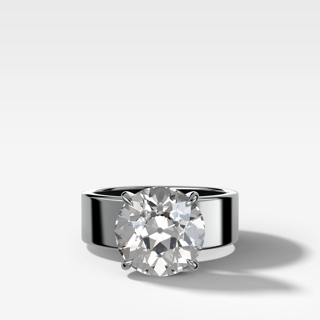 Finest Cigar Band Engagement Ring with Old Euro Cut Diamond