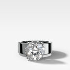 Finest Cigar Band Engagement Ring with Old Euro Cut Diamond