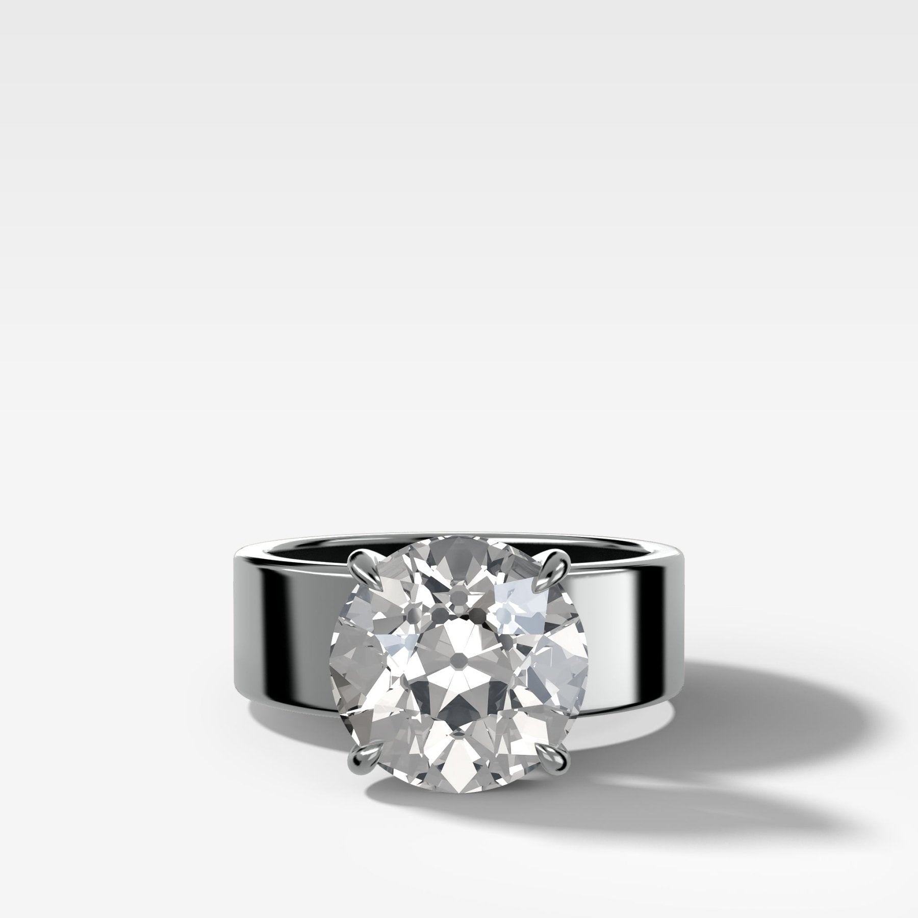 Finest Cigar Band Engagement Ring with Old Euro Cut Diamond