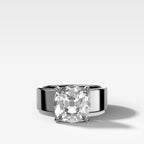 Finest Cigar Band Engagement Ring with Old Mine Cut Diamond