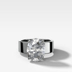 Finest Cigar Band Engagement Ring with Oval Cut Diamond