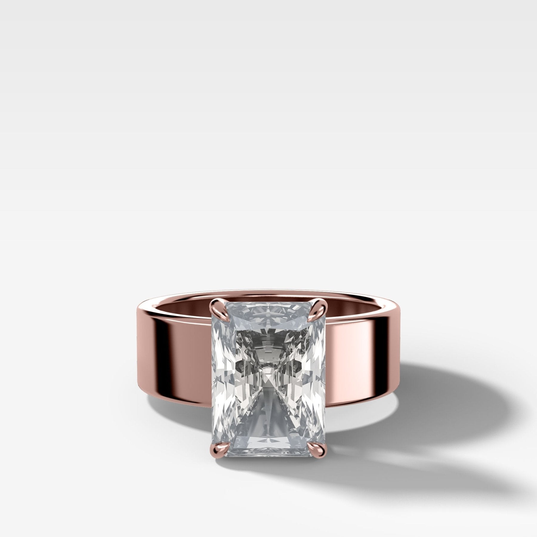 Finest Cigar Band Engagement Ring with Radiant Cut Diamond