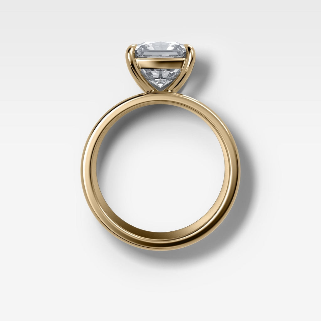 Finest Cigar Band Engagement Ring with Square Radiant Cut Diamond