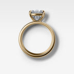 Finest Cigar Band Engagement Ring with Square Radiant Cut Diamond