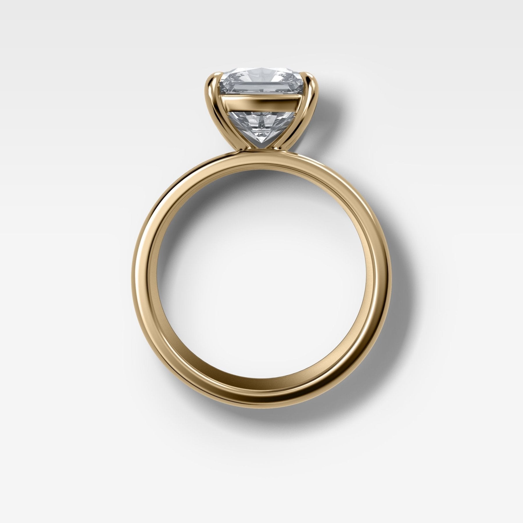Finest Cigar Band Engagement Ring with Square Radiant Cut Diamond