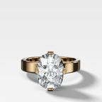 Finest Compass Solitaire Engagement Ring with Elongated Cushion Cut Diamond
