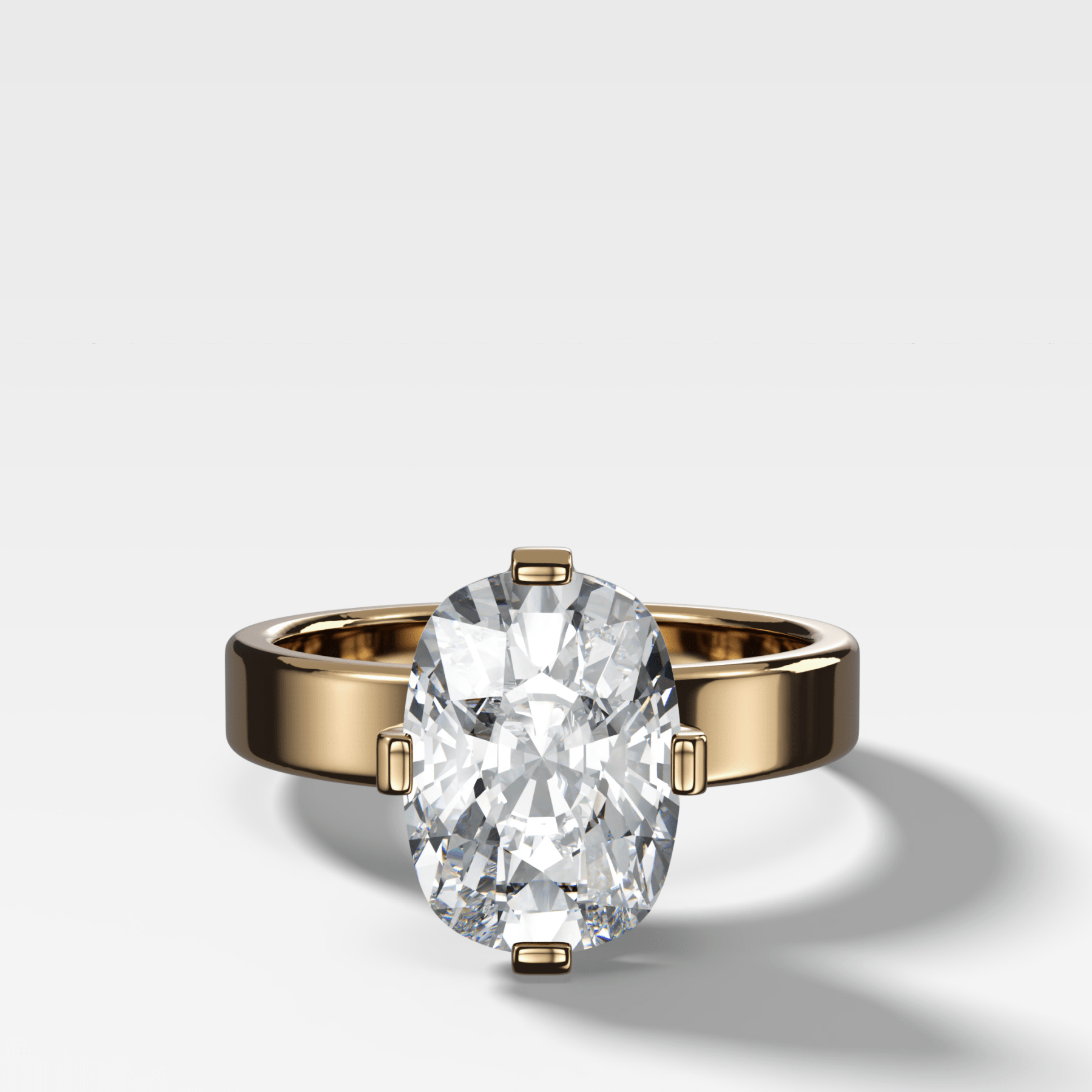 Finest Compass Solitaire Engagement Ring with Elongated Cushion Cut Diamond
