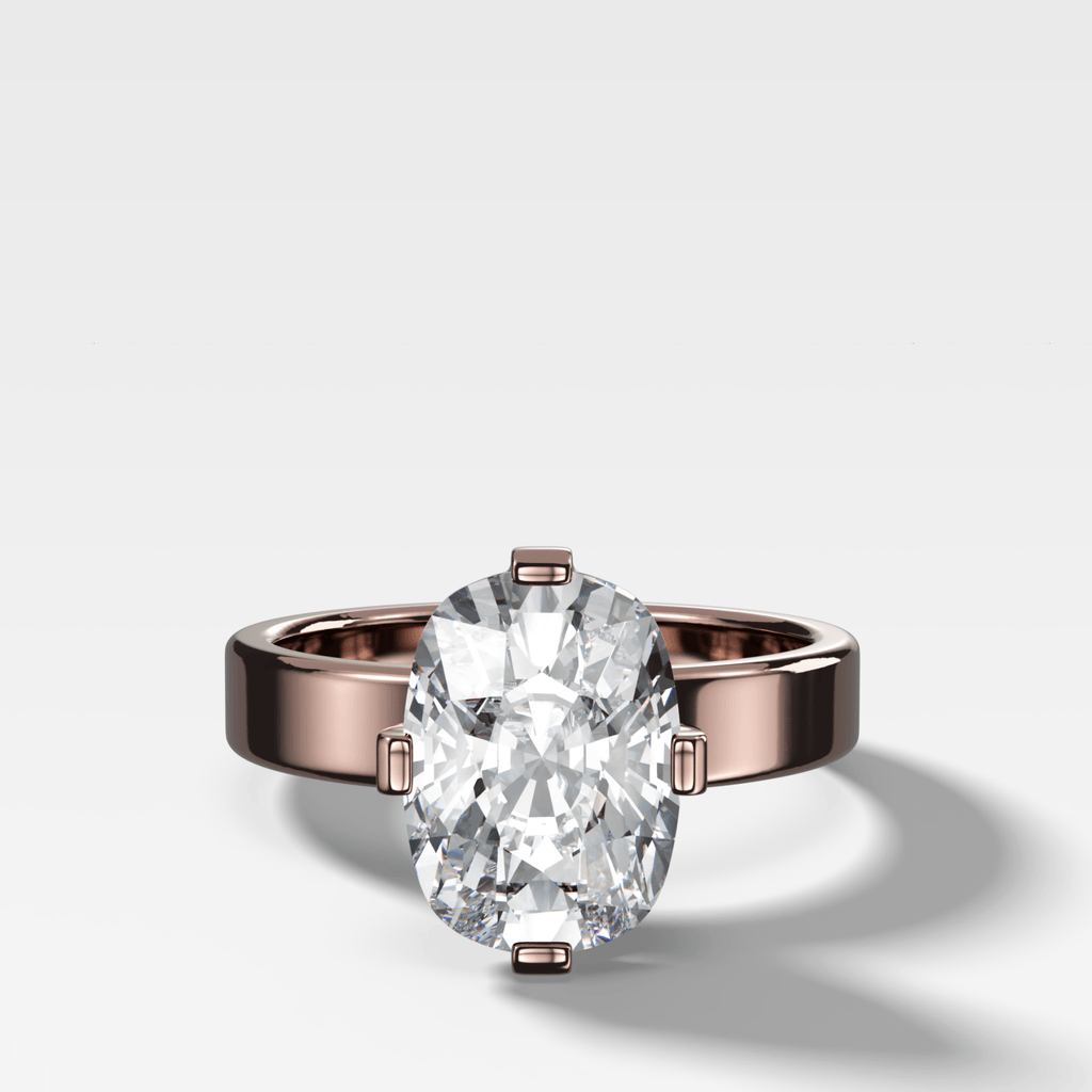 Finest Compass Solitaire Engagement Ring with Elongated Cushion Cut Diamond