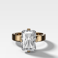 Finest Compass Solitaire Engagement Ring with Elongated Radiant Cut Diamond