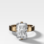 Finest Compass Solitaire Engagement Ring with Elongated Radiant Cut Diamond