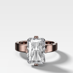 Finest Compass Solitaire Engagement Ring with Elongated Radiant Cut Diamond