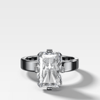 Finest Compass Solitaire Engagement Ring with Elongated Radiant Cut Diamond