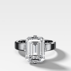 Finest Compass Solitaire Engagement Ring with Emerald Cut Diamond