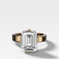 Finest Compass Solitaire Engagement Ring with Emerald Cut Diamond