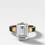 Finest Compass Solitaire Engagement Ring with Emerald Cut Diamond