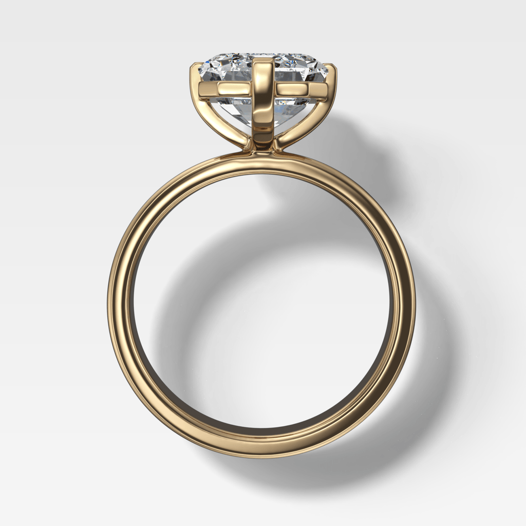 Finest Compass Solitaire Engagement Ring with Emerald Cut Diamond