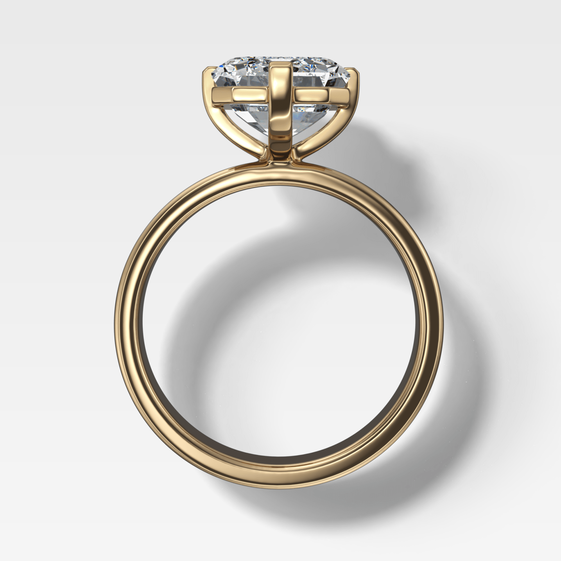 Finest Compass Solitaire Engagement Ring with Emerald Cut Diamond