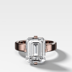 Finest Compass Solitaire Engagement Ring with Emerald Cut Diamond