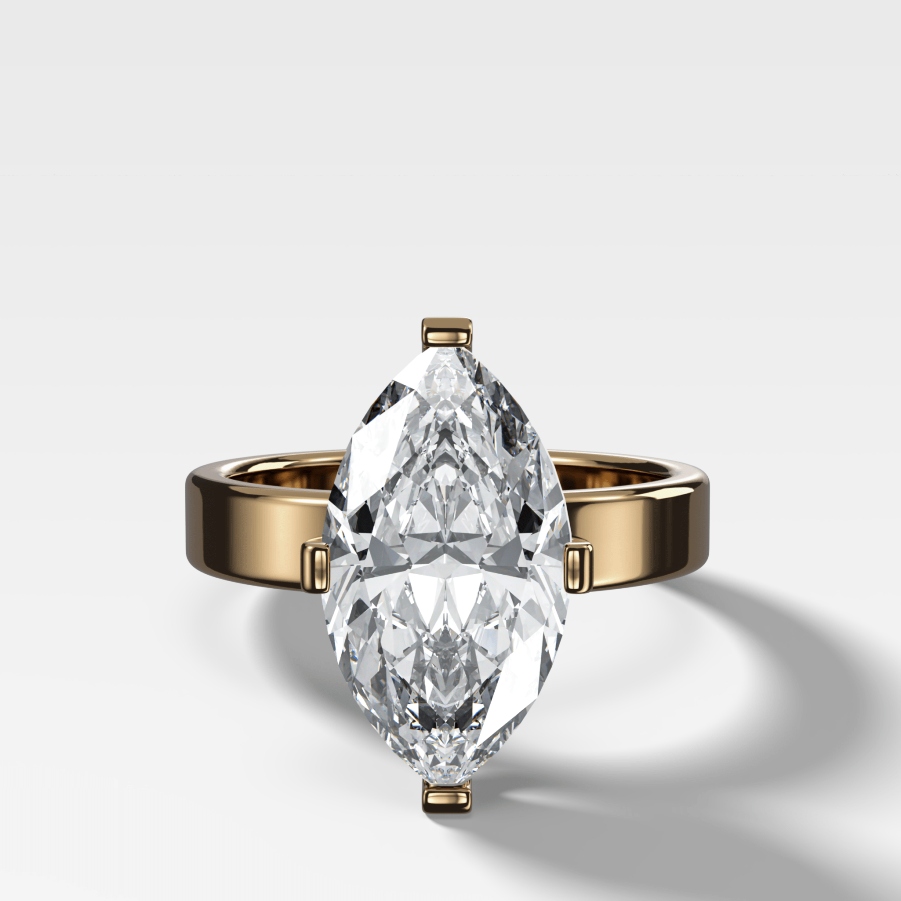 Finest Compass Solitaire Engagement Ring with Marquise Cut Diamond