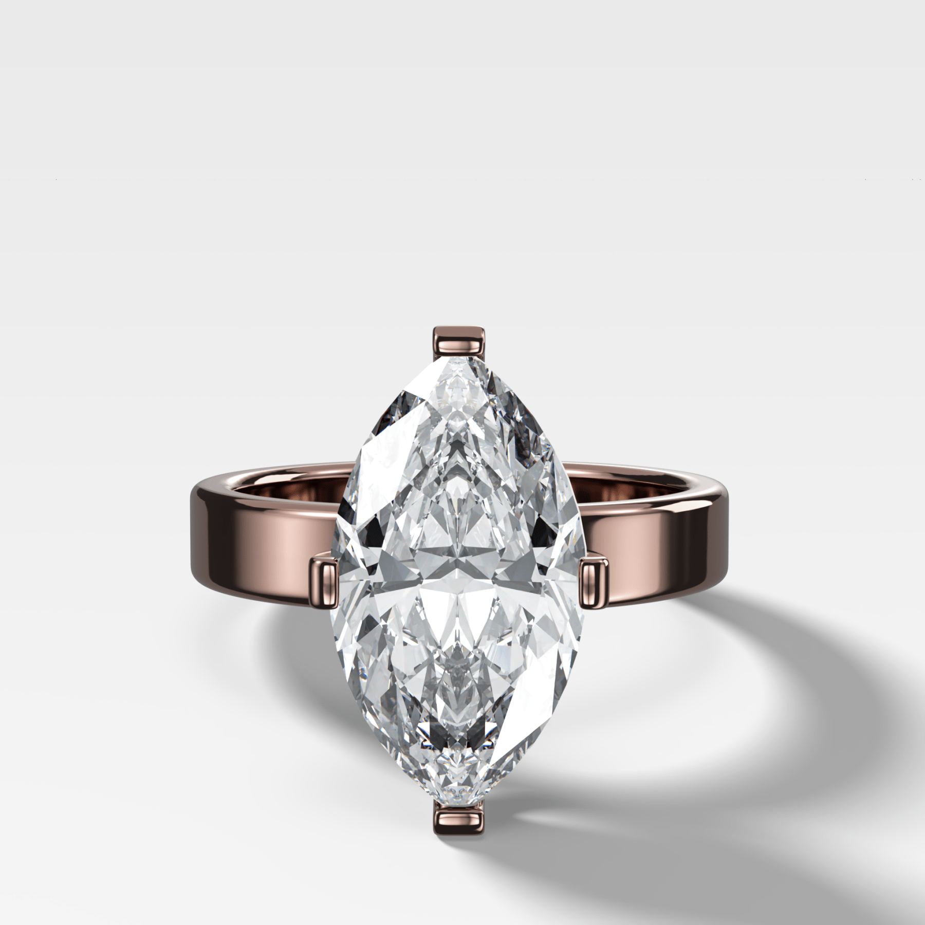 Finest Compass Solitaire Engagement Ring with Marquise Cut Diamond
