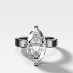 Finest Compass Solitaire Engagement Ring with Marquise Cut Diamond