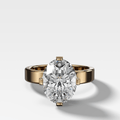 Finest Compass Solitaire Engagement Ring with Oval Cut Diamond